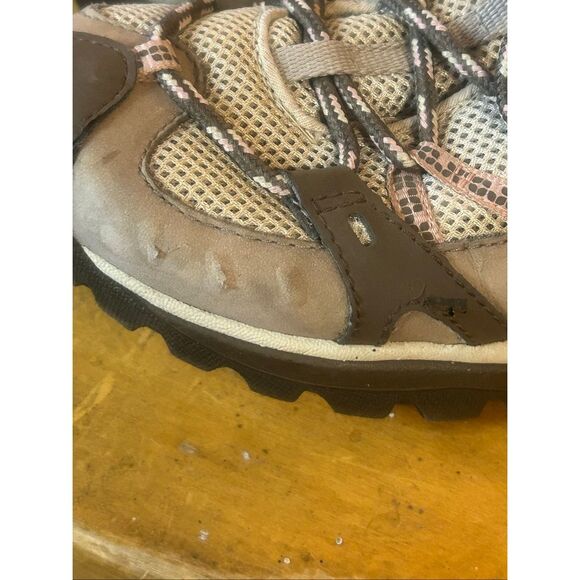 Merrell Hiking Shoes 9.5 Elephant/Pink Waterproof Vibram Low Lace Up - Picture 9 of 11